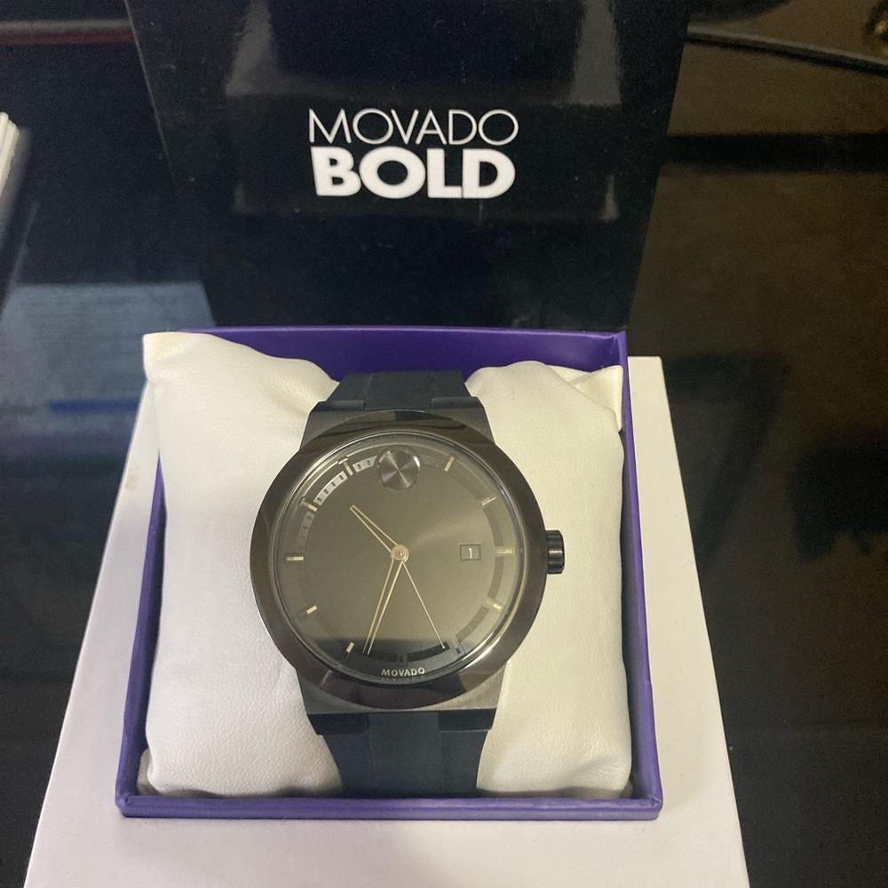 Mens Movado Bold Fusion NWOT triple black
